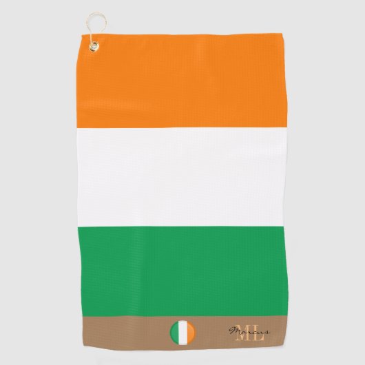 Drapeau irlandais & serviette de golf monogrammed  (Devant)