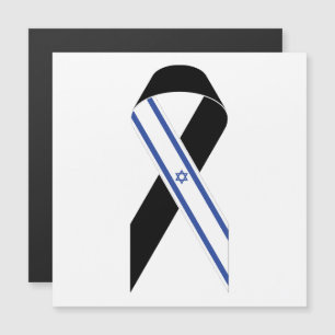 Drapeau Israël noir ruban carte magnétique