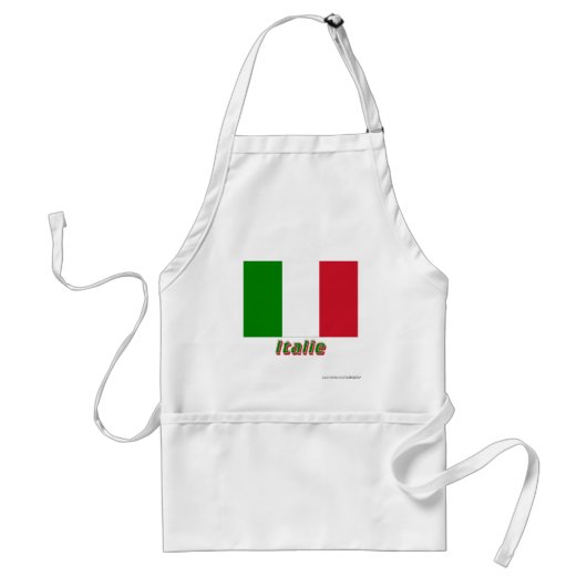 Drapeau Italie avec le nom en français Standaard Schort (Voorkant)
