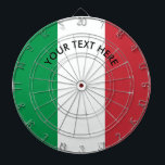 Drapeau italien de cible de coutume de l'Italie<br><div class="desc">Drapeau italien de cible de coutume de l'Italie. Concepteur du jeu de drapeau de pays pour la maison, la chambre à coucher, le pub, la barre, le panneau de dard de fierté de tricolore du mancave etc. Italie. Personalizable avec votre propre texte. L'idée fraîche de cadeau d'héritage pour des amis,...</div>