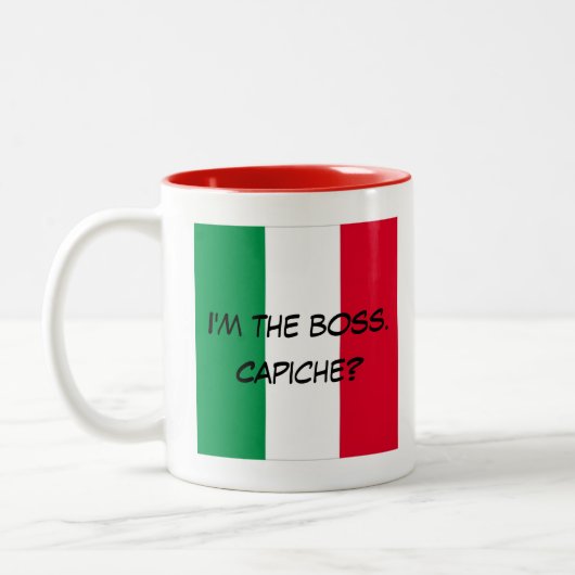 Drapeau italien mignon Je suis le Boss Mug (Gauche)