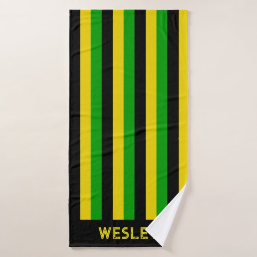 Drapeau jamaïcain couleur noir jaune vert rayé (Serviette de bain)