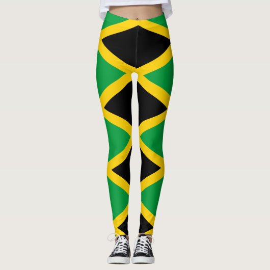 Drapeau jamaïcain Vert or et Leggings noirs (Devant)