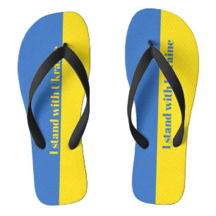 Drapeau Jaune Bleu Je Me Trouve Avec Des Tongs D'U