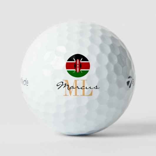 Drapeau kenyan monogramme & balles de golf du Keny (Recto)