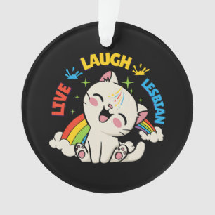 Drapeau lesbien Vivre Rire Chat Arc-en-ciel Mois d