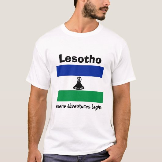 Drapeau Lesotho + Carte + Texte T-shirt (Devant)