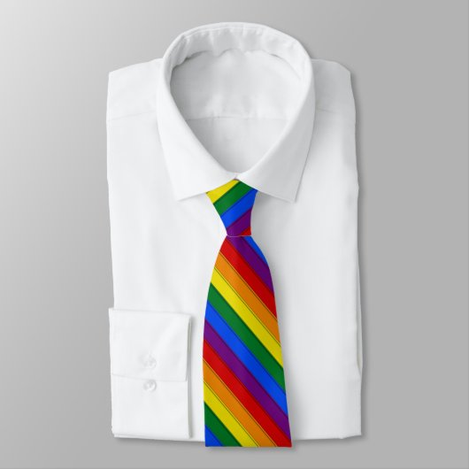 Drapeau LGBT arc-en-ciel cravate motif rayée (Attaché)