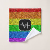 Drapeau LGBT vibrante parties scintillant arc-en-c (Gant de toilette)