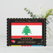 Drapeau Libanais & Bonne Année/Meilleure Carte de  (Debout devant)