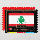Drapeau Libanais & Bonne Année/Meilleure Carte de  (Devant / Derrière)