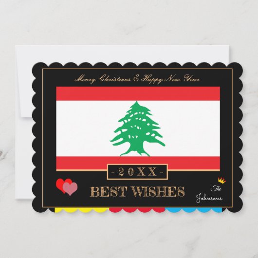 Drapeau Libanais & Bonne Année/Meilleure Carte de  (Devant)
