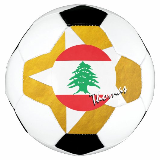 Drapeau libanais de football et d'or (Devant)