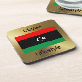 Drapeau Libye + Dessous de verre texte (Côté gauche)