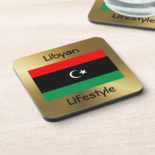 Drapeau Libye + Dessous de verre texte (Côté gauche)