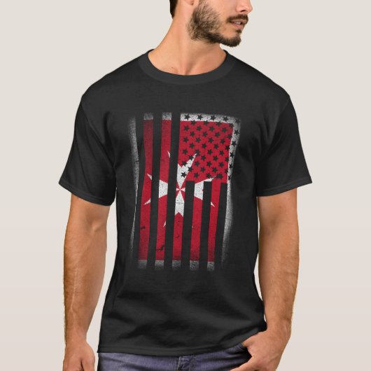 Drapeau maltais américain T-shirt Malte Croix Usa (Devant)