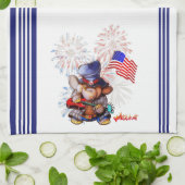 Drapeau métallique USA serviette de cuisine (Plié)