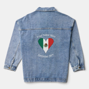 Drapeau Mexicain Cœur Blanc Texte Personnalisé