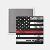 Drapeau mince de la ligne rouge Pompier Magnet (Recto/Verso)