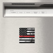Drapeau mince de la ligne rouge Pompier Magnet (In Situ (Lave-vaisselle))