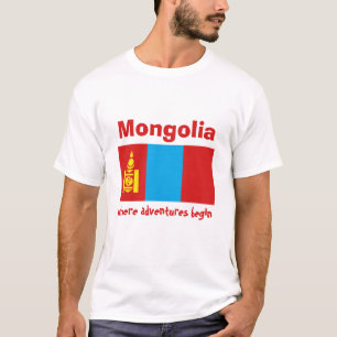 Drapeau Mongolie + Carte + Texte T-shirt