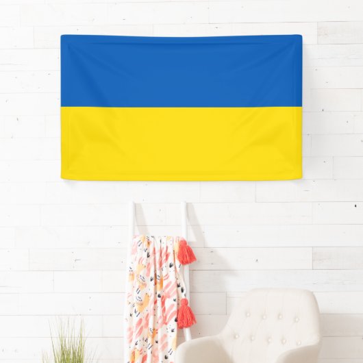 Drapeau national de l'Ukraine - Bannière rectangle (En situation)