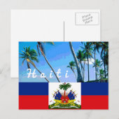 Drapeau national d'Haïti avec carte postale de pal (Devant / Derrière)