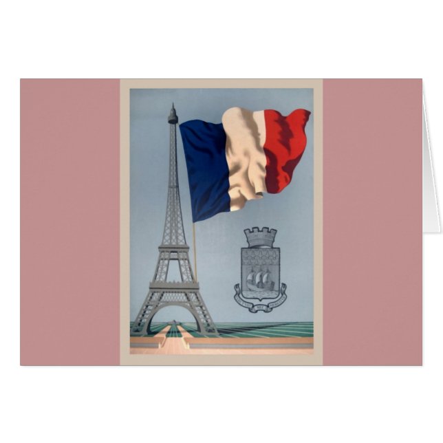 Drapeau national vintage et Tour Eiffel (Devant horizontal)