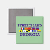 Drapeau nautique de l'île Tybee - Magnet Carré (Recto/Verso)