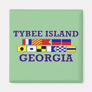 Drapeau nautique d'île de Tybee - aimant carré