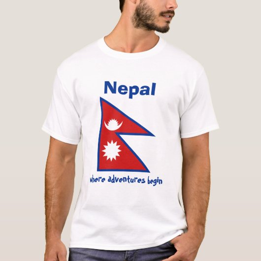 Drapeau Népal + Carte + Texte T-shirt (Devant)