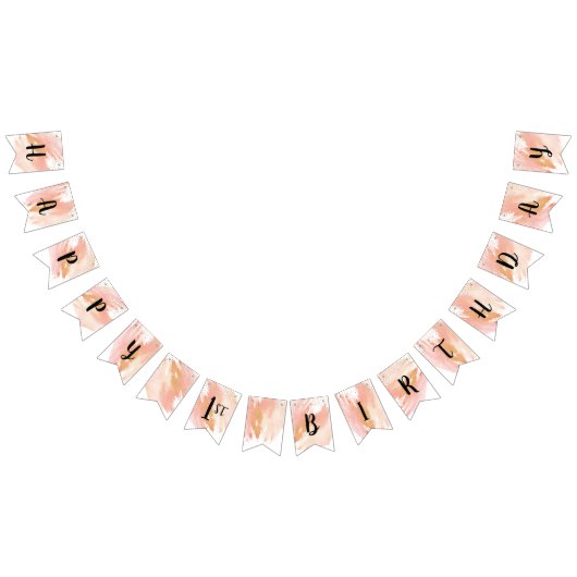 Drapeau noir rose et doré pour l'anniversaire (Tout)