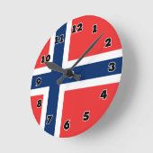 Drapeau norvégien coutume horloge murale ronde (Angle)