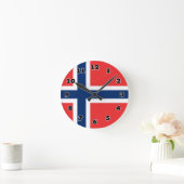 Drapeau norvégien coutume horloge murale ronde (Maison)