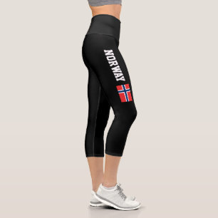 Drapeau norvégien de sport élevé Capri leggings