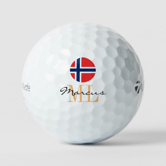 Drapeau norvégien monogramme et balles de golf nor (Recto)