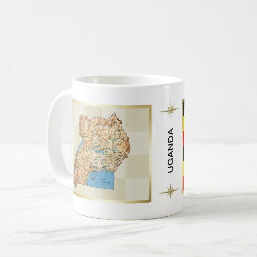 Drapeau Ouganda + Plan Mug (Devant gauche)