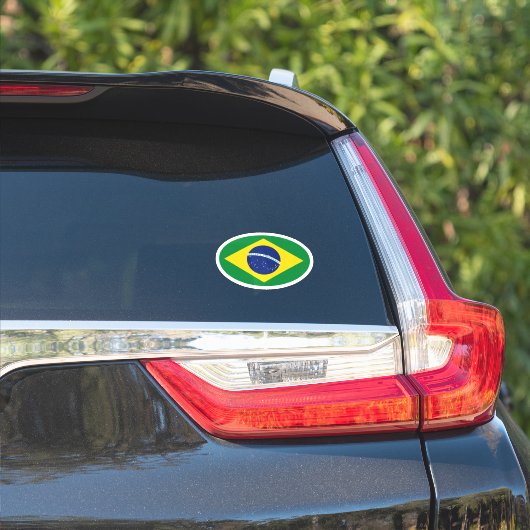 Drapeau Oval Brésil autocollant de voiture vinyle (Côté voiture)