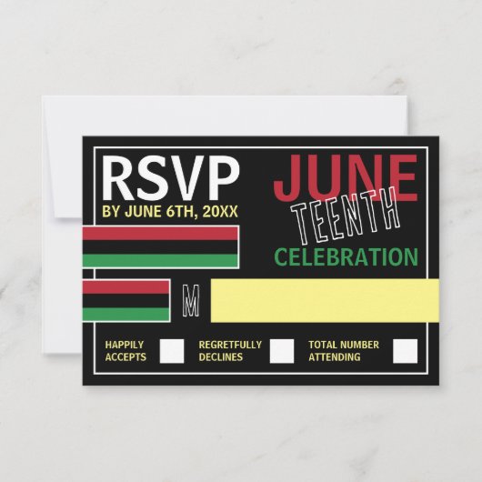 Drapeau panafricain Design, Junetdix carte RSVP (Devant)