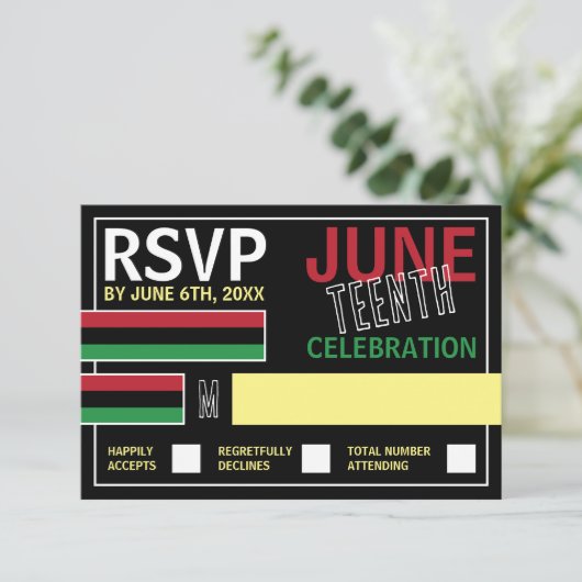 Drapeau panafricain Design, Junetdix carte RSVP (Debout devant)