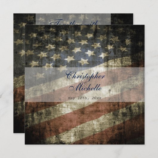 Drapeau patriotique américain avec Faire-part de m (Devant / Derrière)