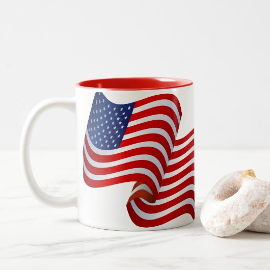 Drapeau Patriotique Café Mug (Avec donut)