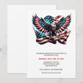 Drapeau Patriotique Eagle USA 4 juillet Invitation (Devant / Derrière)