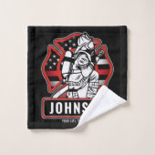 Drapeau patriotique personnalisé de pompier (Gant de toilette)