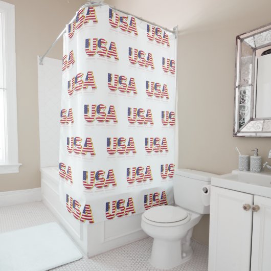 Drapeau patriotique USA Douche rideau (En situation)