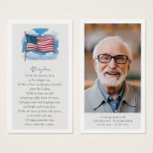Drapeau Photo Funeral Favoriser Carte Memorial (Devant & derrière)