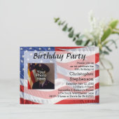 Drapeau/Photo Patriotique Anniversaire Invitation (Debout devant)