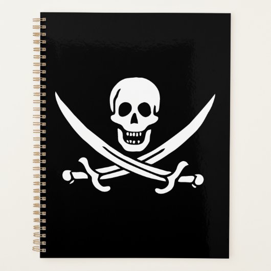 Drapeau pirate calicot Jack le Blanc, Crâne & Cutl (Devant)