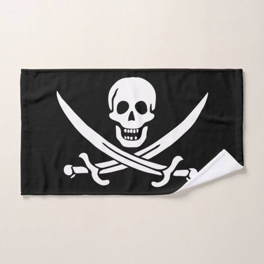 Drapeau pirate crâne épées croisées (Serviette à main)