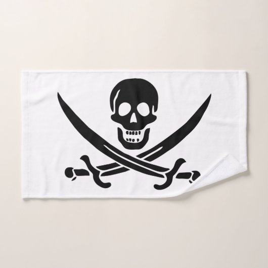 Drapeau pirate crâne épées croisées (Serviette à main)